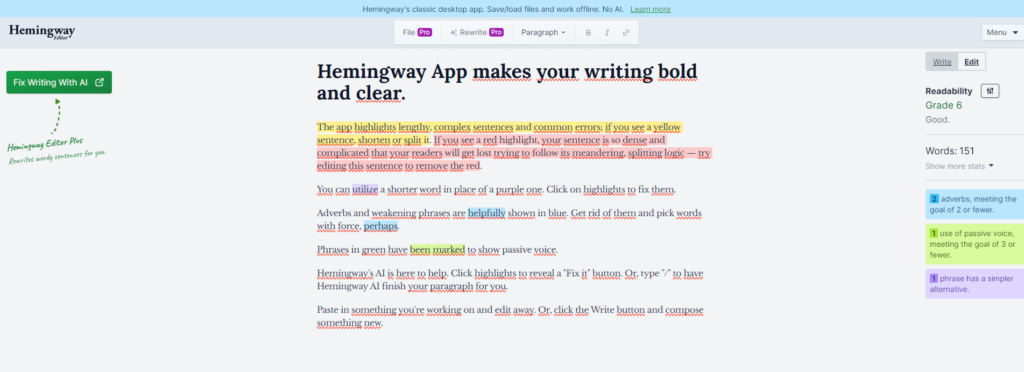 Füllwörter-Erkennung mit dem kostenlosen Hemingway Editor