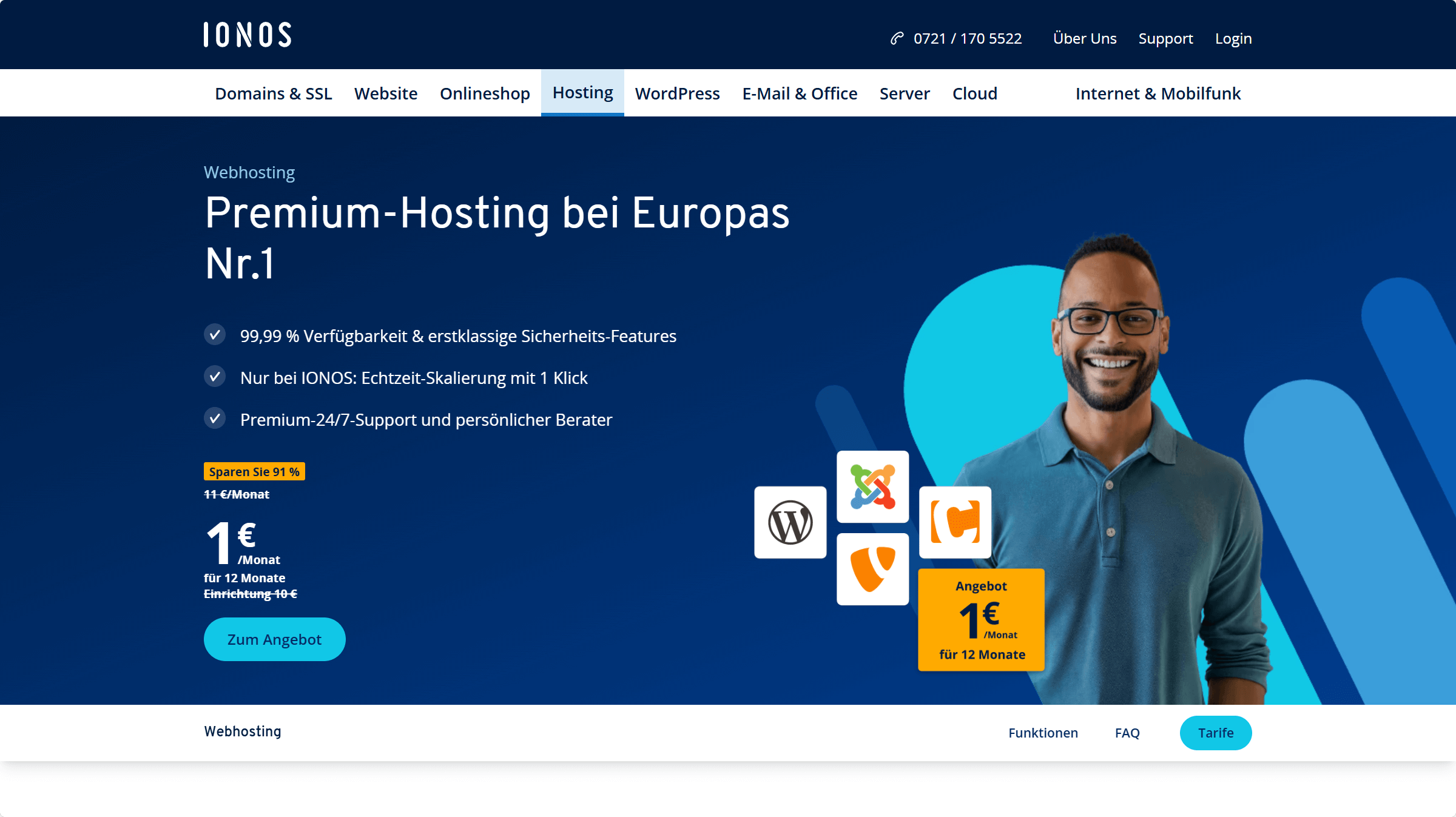 IONOS Webhosting – Premium-Hosting mit hoher Verfügbarkeit, Echtzeit-Skalierung und 24/7-Support für Websites und Online-Shops.